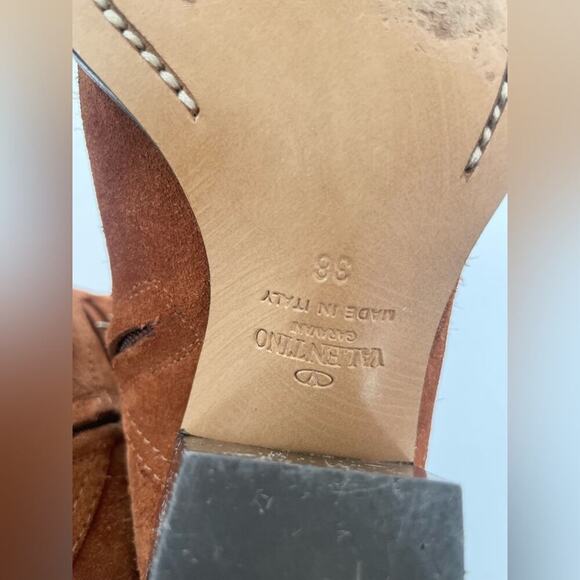 Valentino Garavani Tan Suede Rockstud Double Buckle 50mm Cowboy Ankle Boots EU38 - Picture 11 of 15